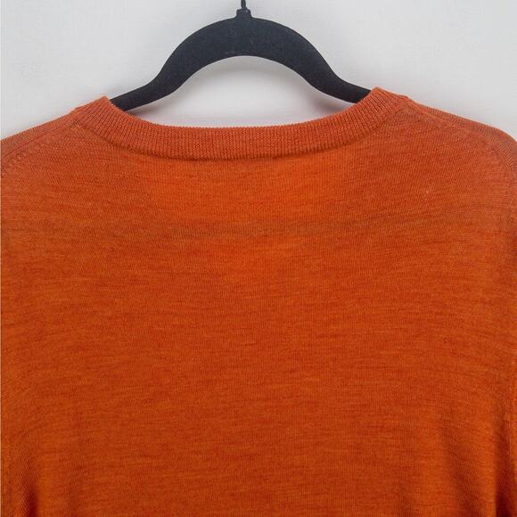 Turnbury Extra Fine Merino Wool V-Neck Sweater Men's Large Long Sleeve Orange - Picture 8 of 9